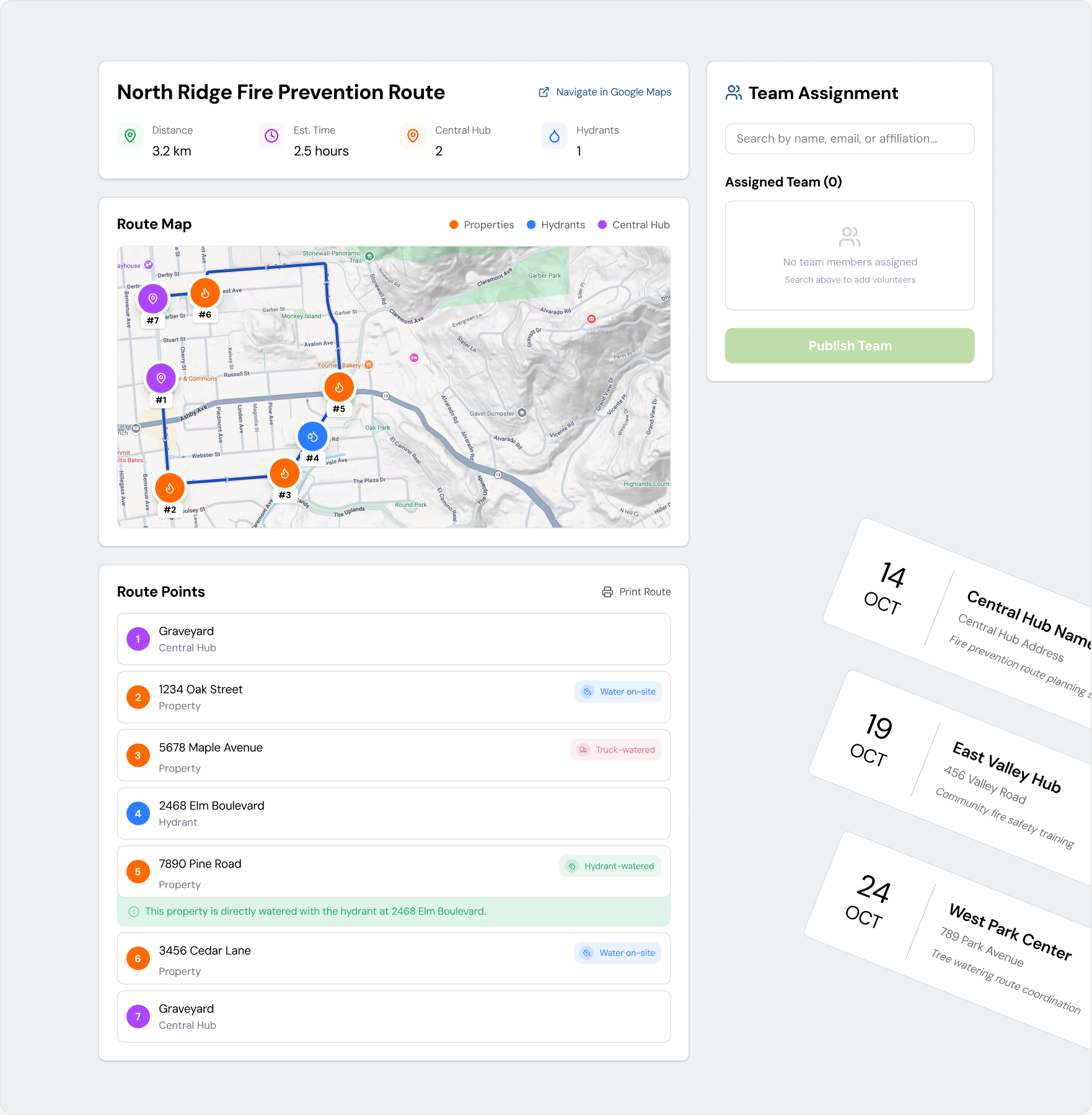 Amigos route-planning dashboard presented over a map of Los Angeles