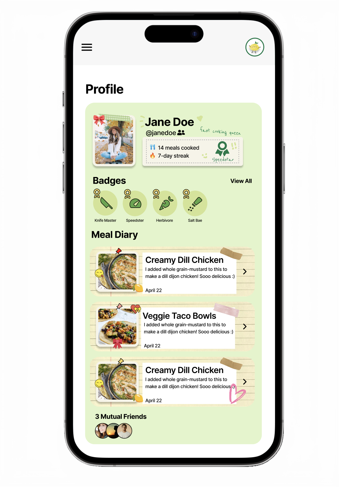 HelloFresh profile page