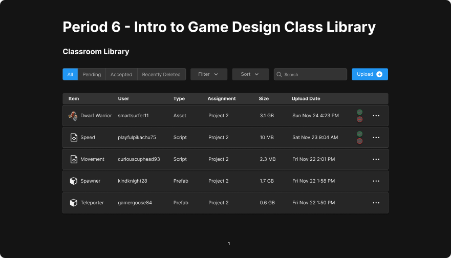 Period 6 classroom asset library